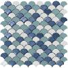 Bleu blanc turquoise mat et brillant mosaque caille par plaque de 30 par 30 cm