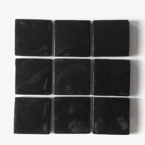 Noir pur bord droit mosaïque émaux 2.3 cm brillant pleine masse plaque 33 cm collé sur trame HTK