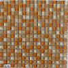 Orange mosaque et beige ivoire pte de verre vetrocristal  brillant et mat 8 mm par plaque 30 cm