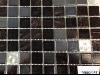 Noir mosaque pte de verre noir gemme, noir argent plaque 32.5 cm