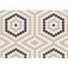 Mosaïque décor Radial hexagone lin blanc cassé et noir par 1 M²