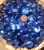 Bleu bille de verre plate bleu clair nacr translucide 17-20 mm par 200 grammes