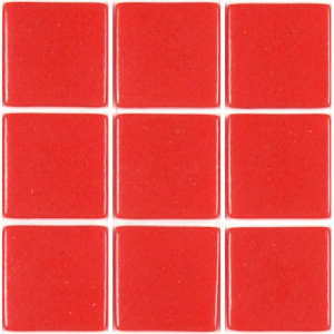 Rouge corail mosaïque émaux brillant bord droit 2,3 cm par plaquette de 20 carreaux