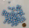 Millefiori bleu clair coeur orange diamtre de 10 mm par 50g