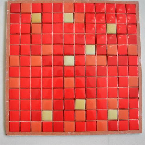 Rouge orange et jaune mélange SEYCHELLES N°1 à 6 mosaïque émaux brillant mix couleurs plaque 33 cm