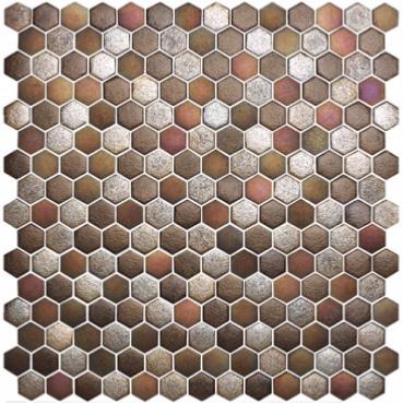 Mosaque brun cuivre hexagone