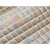 Beige gaufré nacré RODAS mosaïque émaux brillant pleine masse carré 2.3 cm plaque 33 cm