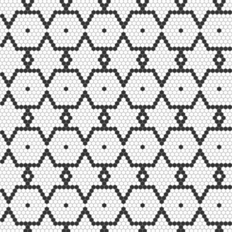 Mosaïque décor TANGO hexagone noir et blanc mat satiné par 1 M²