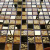 Jaune mosaïque miroir doré mix effets martelé mat. lisse et gaufré brillant par 36 carreaux de 1.5 cm