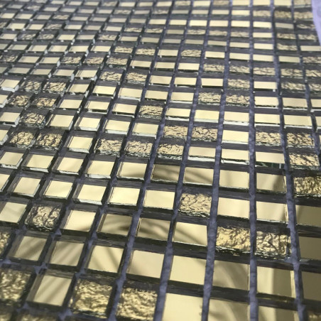 Jaune doré mosaïque micro miroir 1 cm mix gold martelé lisse brillant par 169 carrés