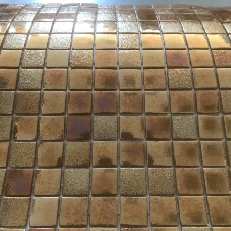 Mix nacré lisse et relief métal doré cuivre AURUM série Eléments mosaïque émaux brillant 2.3 cm par M²