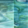 Vert bleu aquatique marbré opalescent relief verre vitrail spectrum S6023-83CC plaque de 20 par 30 cm