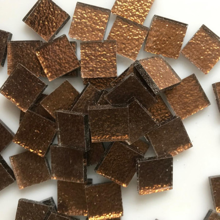 Brun café foncé mosaïque métal gauffré 2 cm précieux vendu au 100 grammes soit 27 carrés