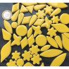 Déco mix fantaisies en céramiques émaillées brillantes jaune vif mosaïque environ 30 motifs