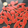 Déco mix fantaisies en céramiques émaillées brillantes rouge brique mosaïque environ 30 motifs