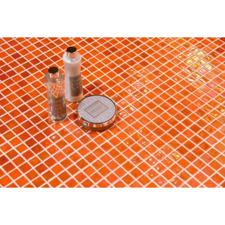 Orange foncé nacré acquaris tamarindo gloss mosaïque 2.5 cm émaux par M²
