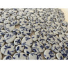Mosaique galets emailles  motifs picassiette feuillage bleu fonce plaque 29 cm