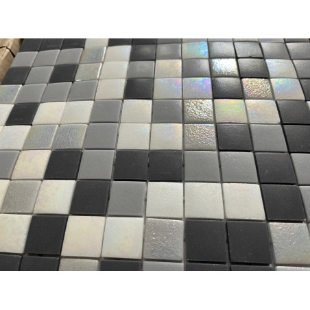 Mosaique promotion en lot de 6 M² gris anthracite blanc nacré 2.3cm Achat mosaique m²