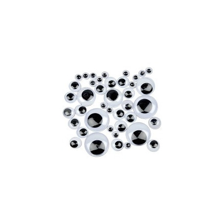 Yeux mobiles noir fond blanc par 54 assortiment pour décorer vos mosaïques
