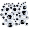 Yeux mobiles noir fond blanc par 54 assortiment pour décorer vos mosaïques