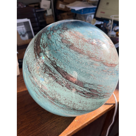 Lampe planète bleu de 28 cm  de diamètre  en verre