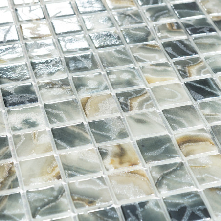 Mosaique bleu gris effet algue breeze carré 25mm par plaque de 31cm Achat mosaique carrelage salle de bain et cuisine
