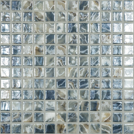 Breeze bleu gris effet algue avec reflet nacré mosaique 2.5 cm par plaque 31.7 cm
