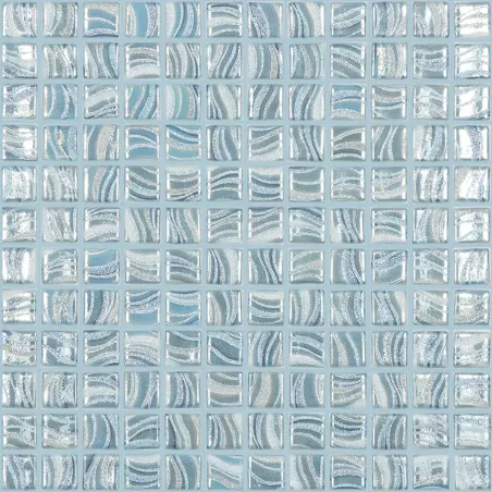Mosaique bleu cyan ondes effet écume glitter carré 25mm par plaque de 31cm Achat mosaique carrelage salle de bain et cuisine