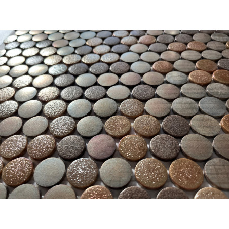 Brun doré mix magma rond pastille mosaïque émaux brillant au M² outlet