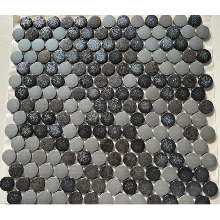 Gris noir métal mix brillant et mat ambient rond pastille mosaïque au M² outlet