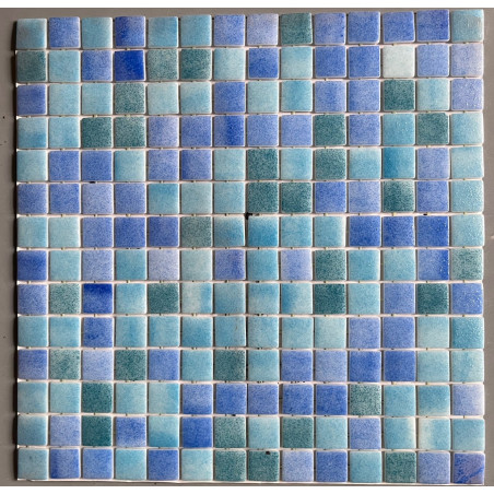 Bleu  piscine et vert moucheté mix aqua mosaïque émaux brillant 2.3 cm par M² petit prix outlet