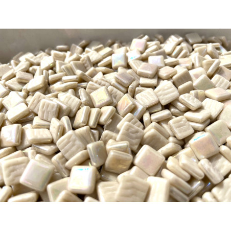 Micro mosaique  blanc cassé ivoire nacré  12 mm Achat de micro pour mosaique pixel  100g