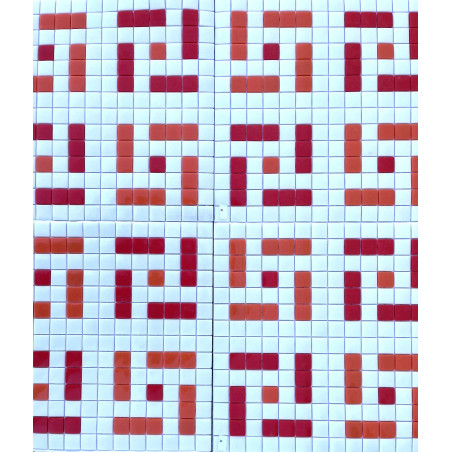 Mosaïque décor PALM  cubes orange et rouge par 1 M² prix outlet