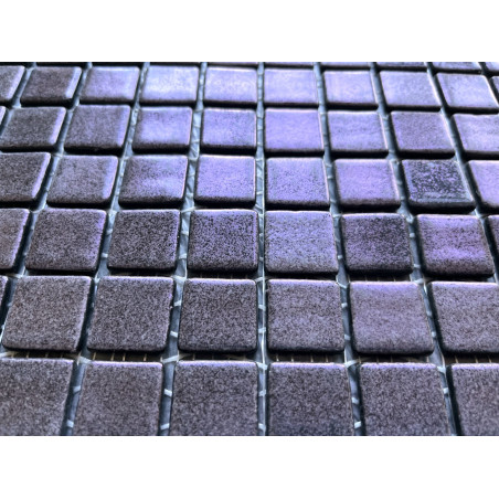Mosaique emaux de verre mauve aubergine metal par plaque de 31 cm Achat mosaique crédence