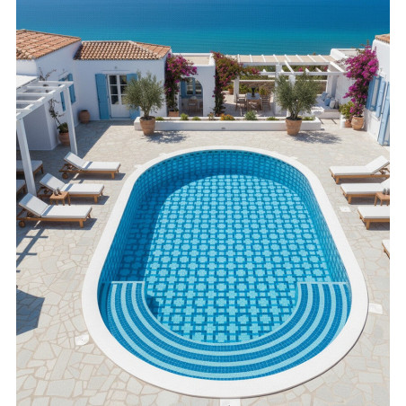 Mosaique piscine decor tressage mundaka collection Marine