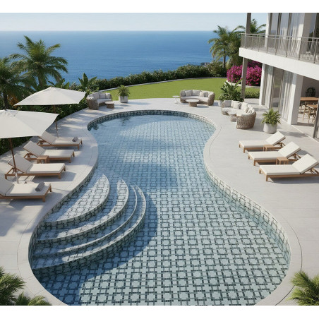 Mosaique piscine decor tressage mundaka collection Marine