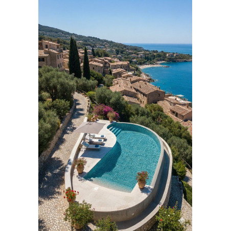 Mosaique piscine decor tressage procida collection Marine