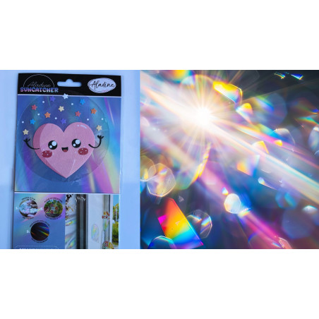 Suncatcher attrape lumière autocollant pvc pour vitre Coeur bonheur