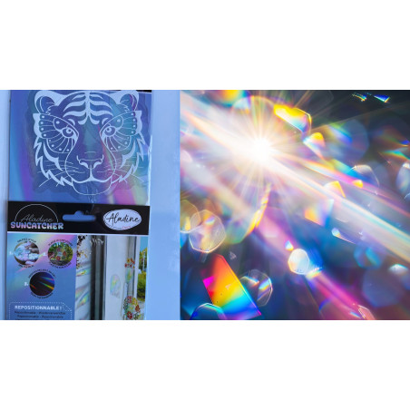 Suncatcher attrape lumière autocollant pvc pour vitre tigre papillon