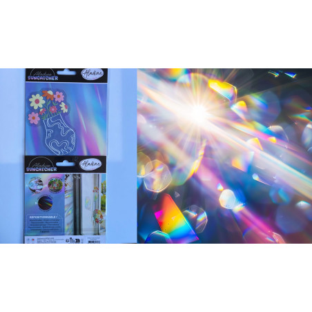 Suncatcher attrape lumière autocollant pvc pour vitre vase avec fleurs