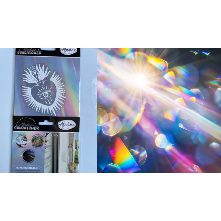 Suncatcher attrape lumière autocollant pvc pour vitre Coeur Ex-voto rayonnant