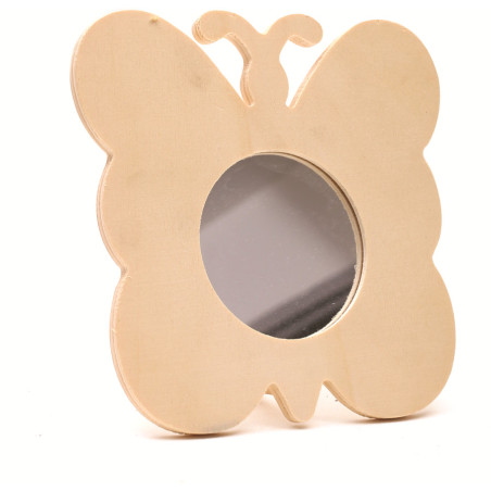 Miroir papillon 15 cm par 15 cm support en bois à décorer en mosaïque