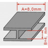 Plomb en H pour vitrail 8 mm par 4 mm demi-dur vendu par 1.8 mètres