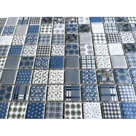 Mosaique mat esprit patchwork bleu idéal mosaique cuisine