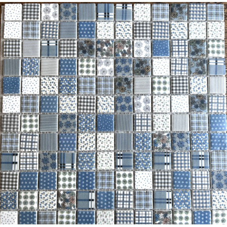 Mosaique mat esprit patchwork bleu idéal mosaique cuisine