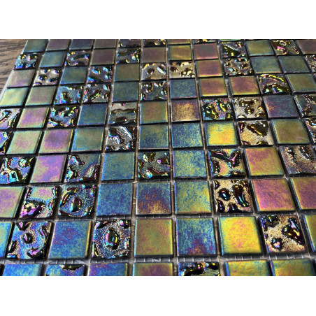 Mosaique emaux de verre noir vulcano nacre et mat par plaque de 31.6 cm Achat mosaique salle de bain