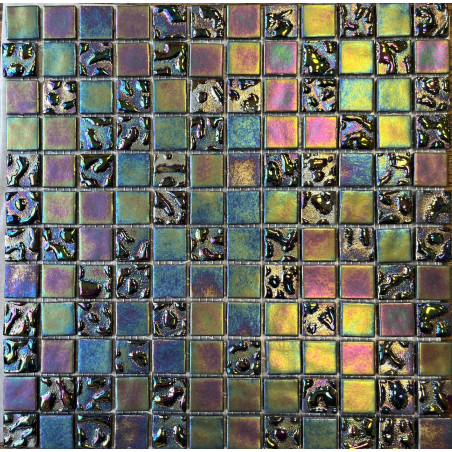 Noir relief nacré drop et 50% mat nacré mosaïque 2.4 cm émaux de verre par plaque 31.5 cm