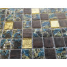 Mosaique emaux de verre tissu africain par plaque de 31,6 cm Achat mosaïque impression vert et brun