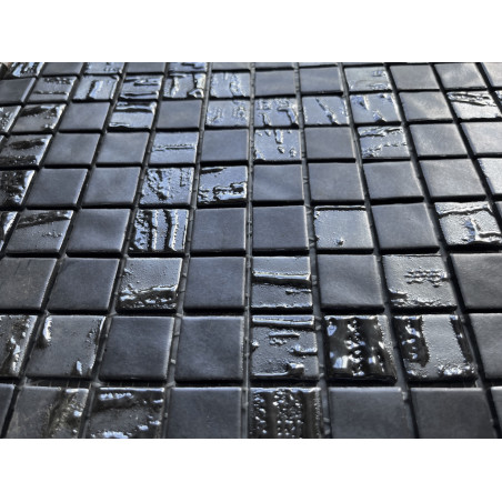 Mosaique emaux de verre noir bambou nacre et mat par plaque de 31.6 cm Achat mosaique cuisine