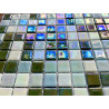 Mosaique emaux de verre mix vert bleu et phosphorescent lagos nacre par plaque de 31 cm